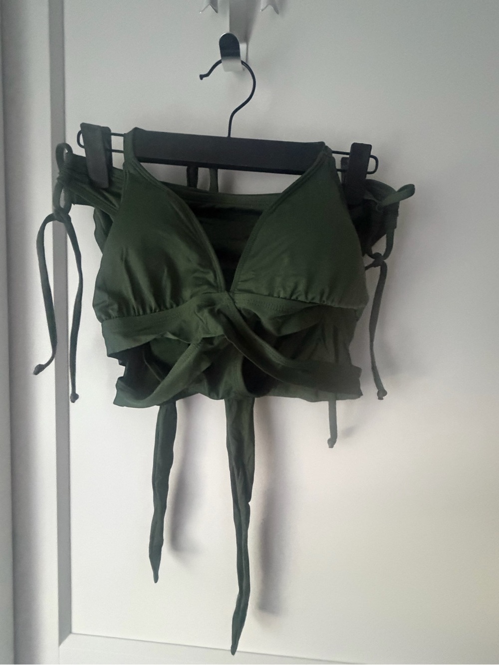 Kona Sol Dark Olive Tie Bikini Top and bottom - M